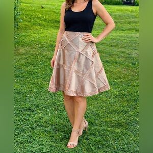 -Nanette Lepore Silk Champagne Gold Iridescent Party A Line NWT Skirt Size 6